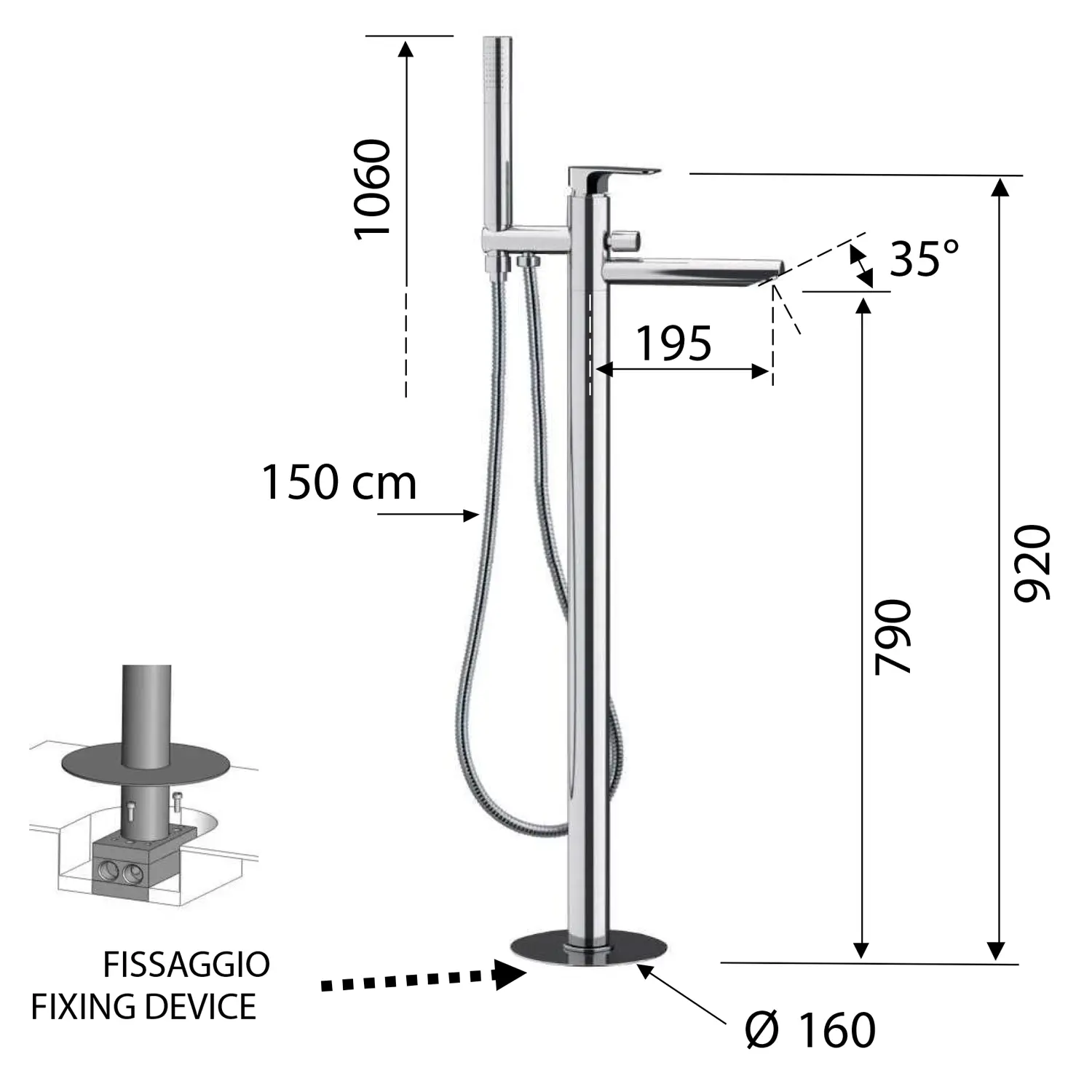 Sapho Spy - Vrijstaande Badkraan Met Huis, Zwart PY21/15 2 Sapho Spy - Vrijstaande Badkraan Met Huis, Zwart PY21/15 - Afbeelding 2