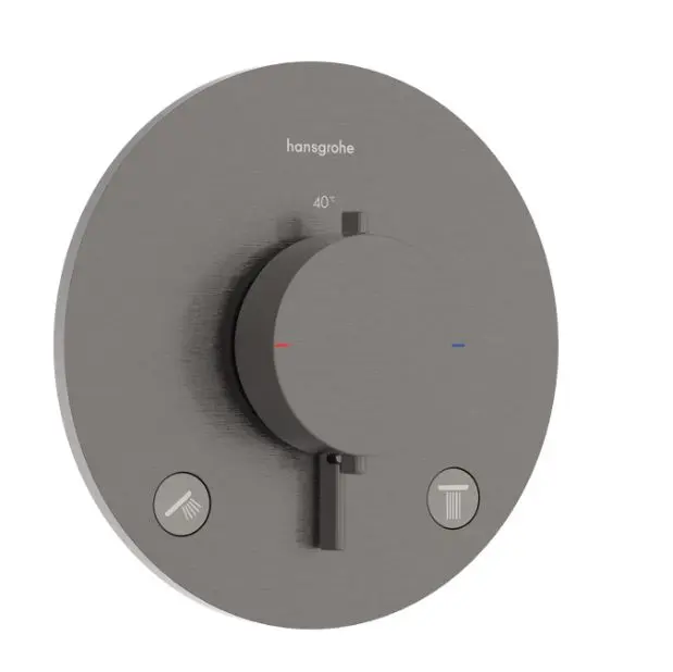 Hansgrohe Ecostat Comfort S - Thermostatische Inbouwkraan, Voor 2 Functies, Geborsteld Zwart Chroom 33715340 1 Hansgrohe Ecostat Comfort S - Thermostatische Inbouwkraan, Voor 2 Functies, Geborsteld Zwart Chroom 33715340