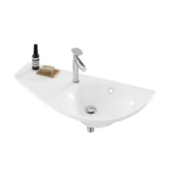 Ravak Avocado - Wastafel 850x450 Mm, Met Overloop, Met Kraangat, Opbergruimte Links, Wit XJ1L1100000