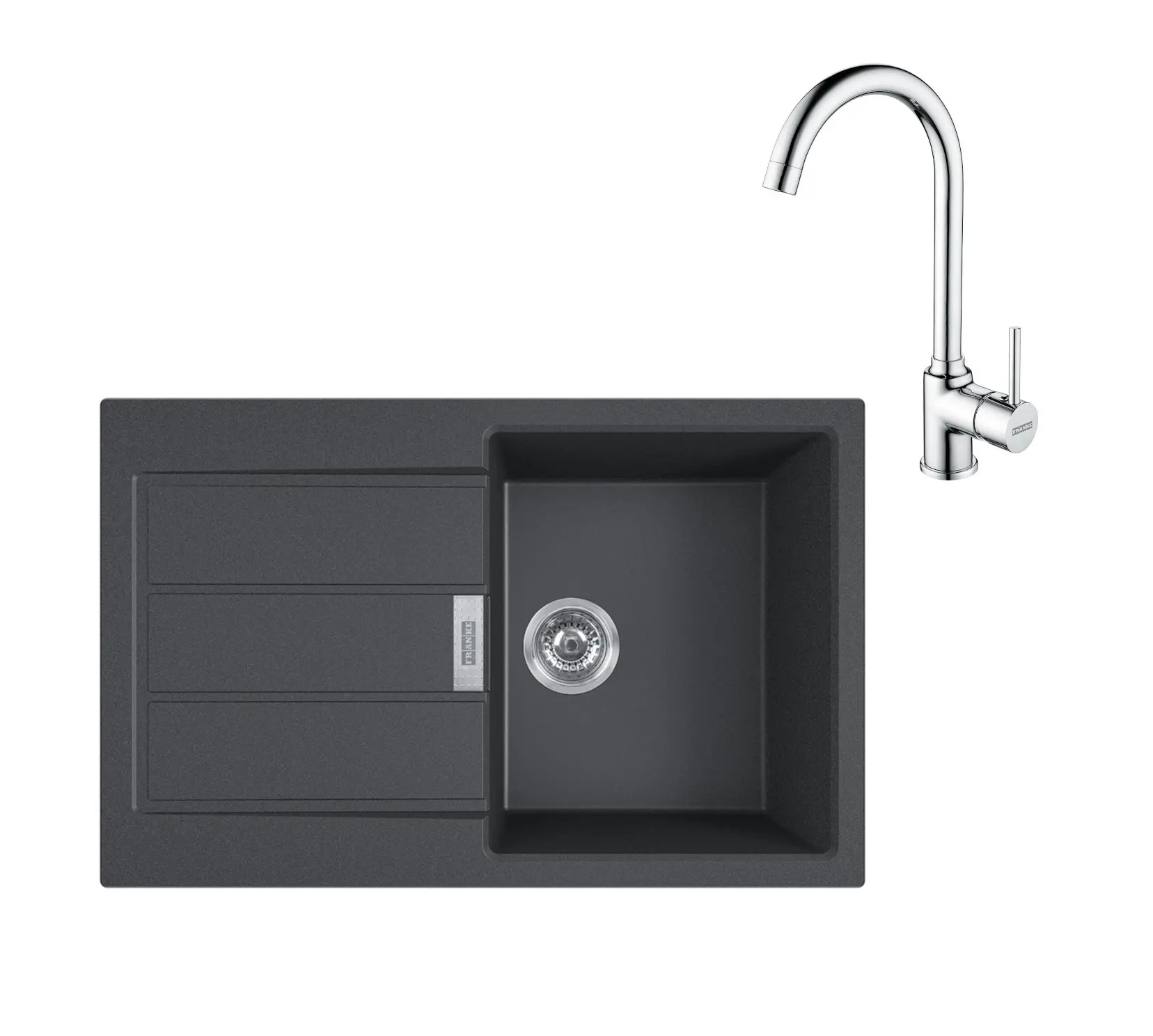 Franke Sets - Keukenset T104, Tectonite Spoelbak S2D 611-78 En Keukenkraan FP 9000.031, Zwart/chroom 143.0675.726 1 Franke Sets - Keukenset T104, Tectonite Spoelbak S2D 611-78 En Keukenkraan FP 9000.031, Zwart/chroom 143.0675.726