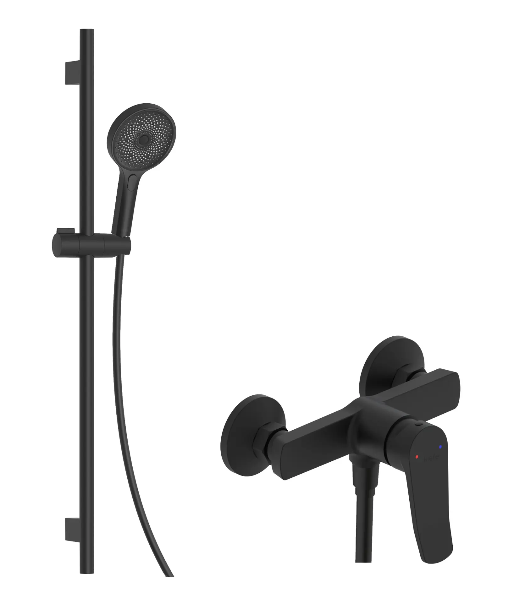 Kielle Nefia - Doucheset Met Kraan, Stang, Slang En Douchekop, Mat Zwart 20627SN74 1 Kielle Nefia - Doucheset Met Kraan, Stang, Slang En Douchekop, Mat Zwart 20627SN74