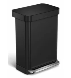 Simplehuman Afvalemmers - Afvalbak 55 L, Met Tasvak, Matzwart CW2103