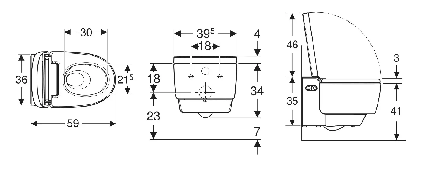Geberit AquaClean - Mera Comfort Elektronisch Bidet Met Keramiek, Wandmontage, TurboFlush, SoftClosing, KeraTect, Wit/glanzend Chroom 146.210.21.1 2 Geberit AquaClean - Mera Comfort Elektronisch Bidet Met Keramiek, Wandmontage, TurboFlush, SoftClosing, KeraTect, Wit/glanzend Chroom 146.210.21.1 - Afbeelding 2