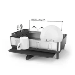 Simplehuman Keuken Accessoires - Afdruiprek 514x566x292 Mm, Met Glazenhouder, Grijs/roestvrij Staal KT1181 -Sanitino Winkel 14b8ea7bfe9ce5fd72ddf3a2