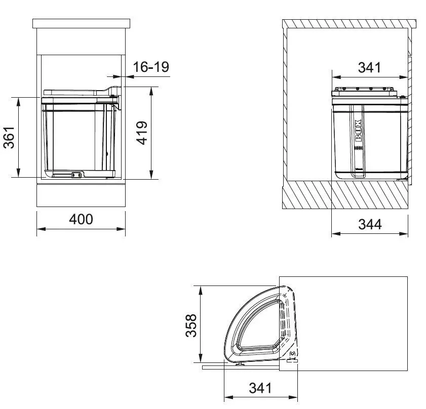 Franke Sorters - Inbouw Prullenbak Pivot, Zwart 121.0307.563 2 Franke Sorters - Inbouw Prullenbak Pivot, Zwart 121.0307.563 - Afbeelding 2
