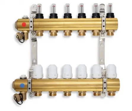 Novaservis Installatie Toebehoren - Verdeler Met Thermostatische Afsluiters, Reg. Met Mechanische Doorstroomkleppen, 8 Circuits RZP08S 1 Novaservis Installatie Toebehoren - Verdeler Met Thermostatische Afsluiters, Reg. Met Mechanische Doorstroomkleppen, 8 Circuits RZP08S