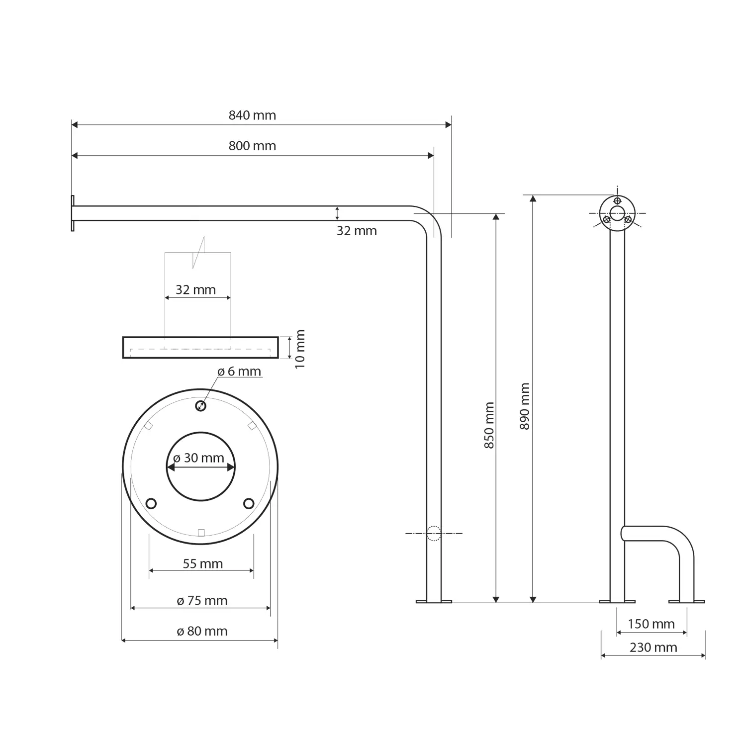 Sapho Badkamer Apparatuur - Handgreep 80x85 Cm, Links, Roestvrij Staal XH526 2 Sapho Badkamer Apparatuur - Handgreep 80x85 Cm, Links, Roestvrij Staal XH526 - Afbeelding 2