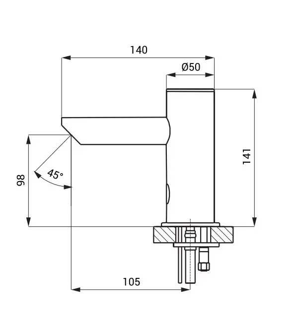 Sanela Elektronische Kranen - Elektronische Wastafelkraan, Batterij Voeding 6V, Roestvrij Staal SLU 91DB 2 Sanela Elektronische Kranen - Elektronische Wastafelkraan, Batterij Voeding 6V, Roestvrij Staal SLU 91DB - Afbeelding 2