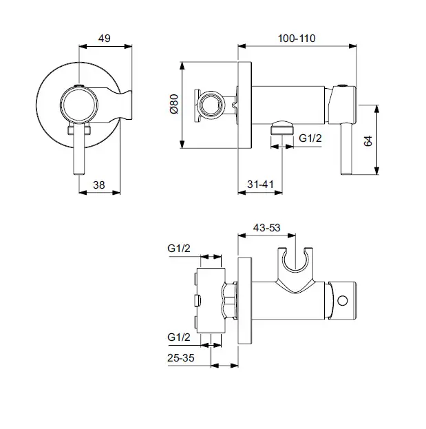 Ideal Standard Bidetta - Bidetdouche Inbouw, Chroom A5809AA 2 Ideal Standard Bidetta - Bidetdouche Inbouw, Chroom A5809AA - Afbeelding 2