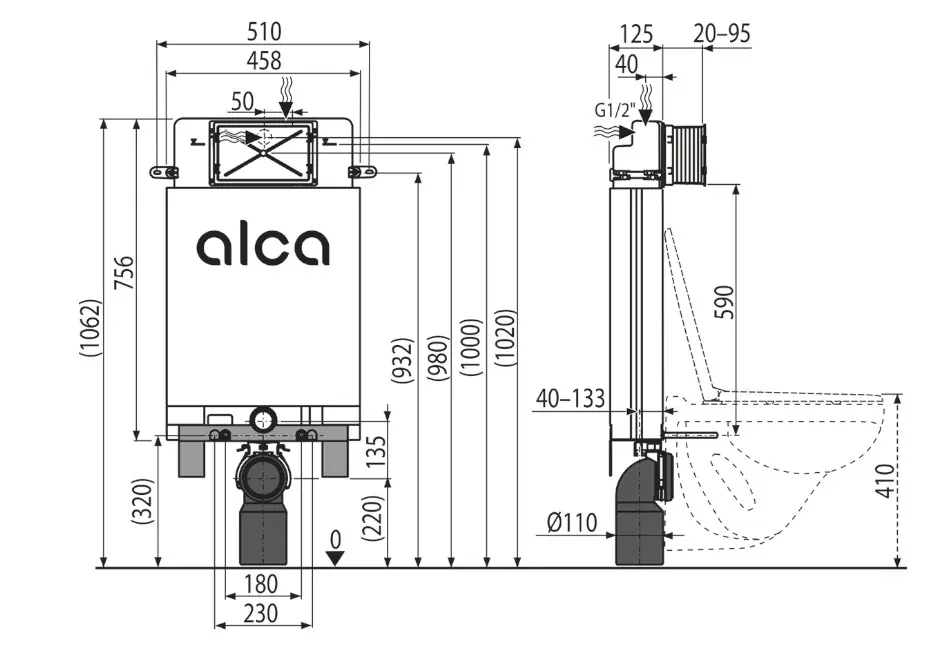 Alcadrain Inbouwreservoirs - Wandinstallatie Voor Wandtoilet, Tabletdispenser, Voor Metselwerk, Bouwhoogte 1,06 M AM100/1000 2 Alcadrain Inbouwreservoirs - Wandinstallatie Voor Wandtoilet, Tabletdispenser, Voor Metselwerk, Bouwhoogte 1,06 M AM100/1000 - Afbeelding 2