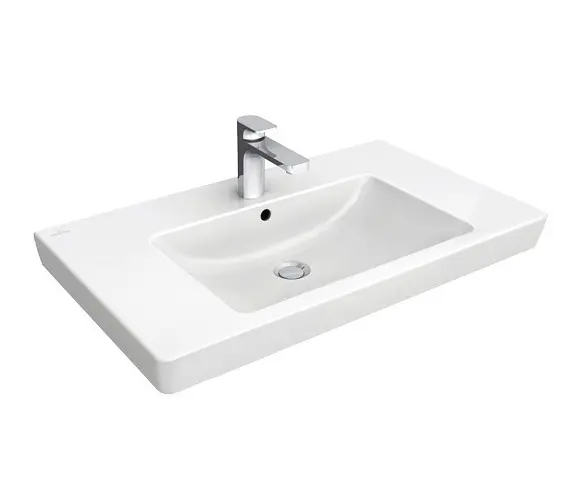 Villeroy & Boch Subway 2.0 - Meubelwastafel 80x47 Cm, Met Overloop, Kraangat, CeramicPlus, Alpine Wit 717580R1 3 Villeroy & Boch Subway 2.0 - Meubelwastafel 80x47 Cm, Met Overloop, Kraangat, CeramicPlus, Alpine Wit 717580R1 - Afbeelding 3