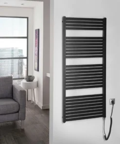 Aqualine Verwarming - Radiator Tondi-E 60x133 Cm, 600 W, Mat Zwart DE486T -Sanitino Winkel 1e185618a664c005b5f266a6