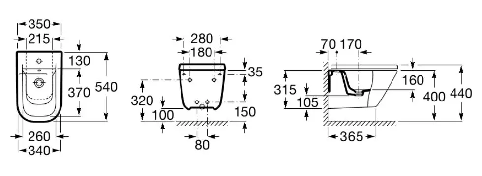 Roca The Gap - Hangend Bidet, Met Overloop, Kraangat, Wit A357475000 2 Roca The Gap - Hangend Bidet, Met Overloop, Kraangat, Wit A357475000 - Afbeelding 2
