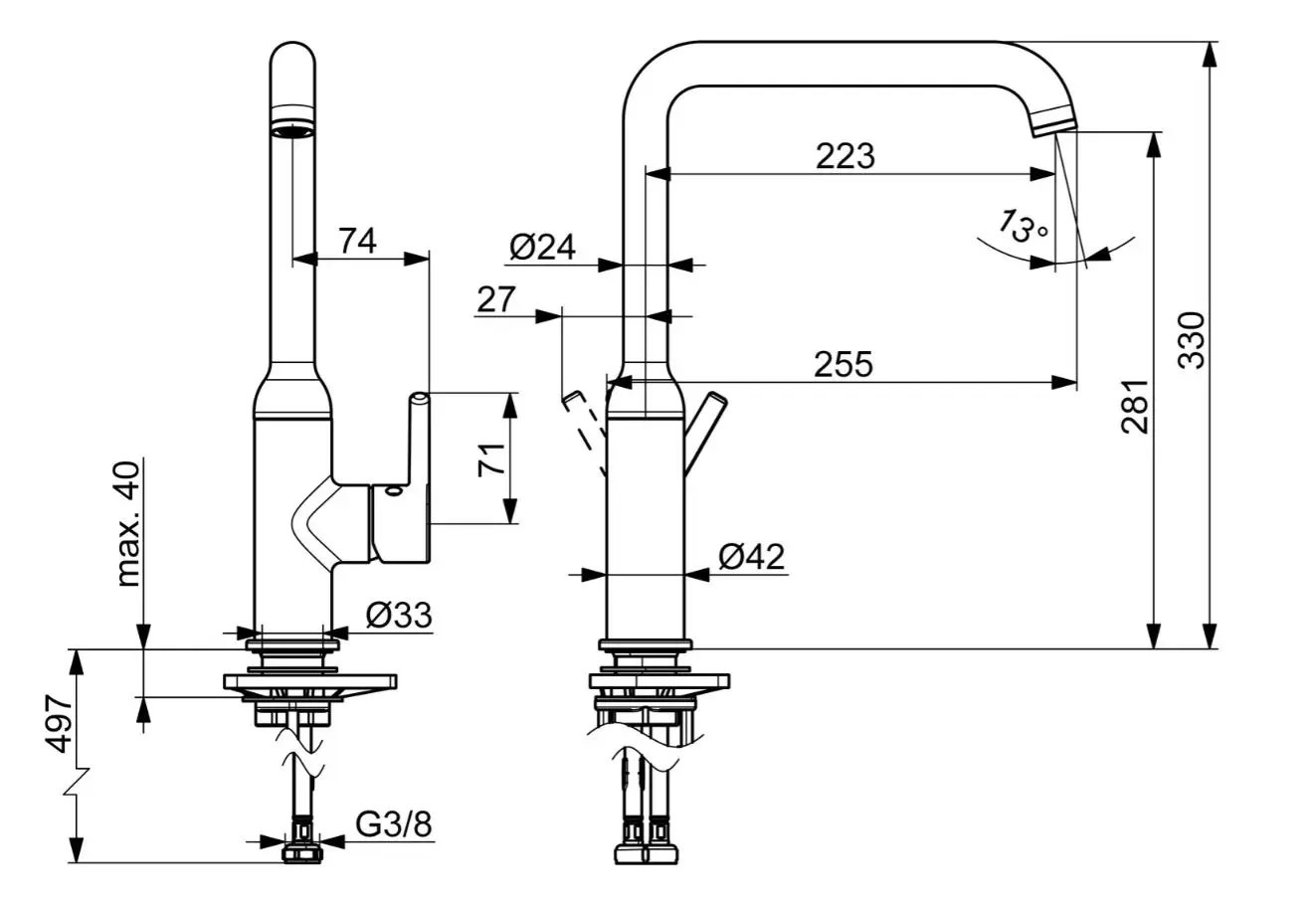 Hansa Vantis Style - Keukenkraan, Chroom 54202207 2 Hansa Vantis Style - Keukenkraan, Chroom 54202207 - Afbeelding 2
