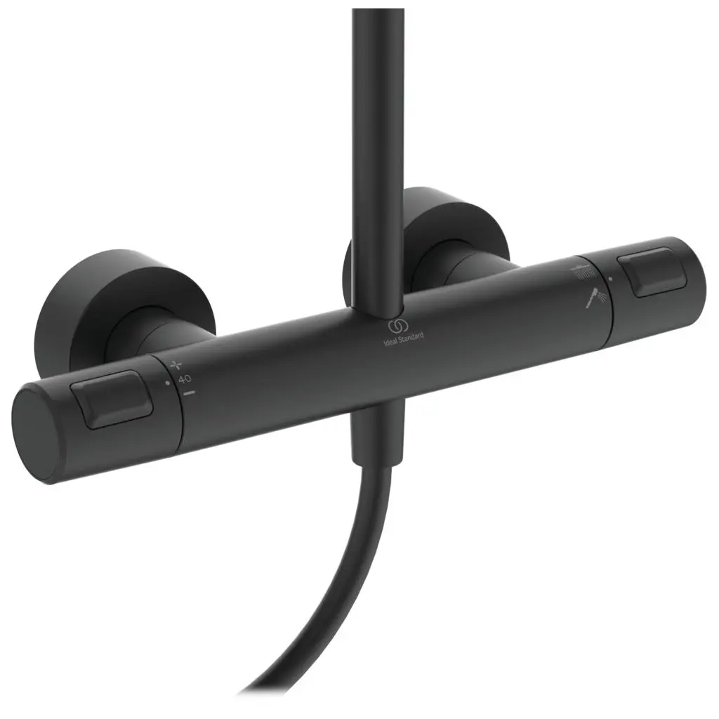 Ideal Standard CeraTherm - Doucheset T25 Met Thermostaatkraan, 20 Cm, 1-jet, Zwart A7545XG 3 Ideal Standard CeraTherm - Doucheset T25 Met Thermostaatkraan, 20 Cm, 1-jet, Zwart A7545XG - Afbeelding 3