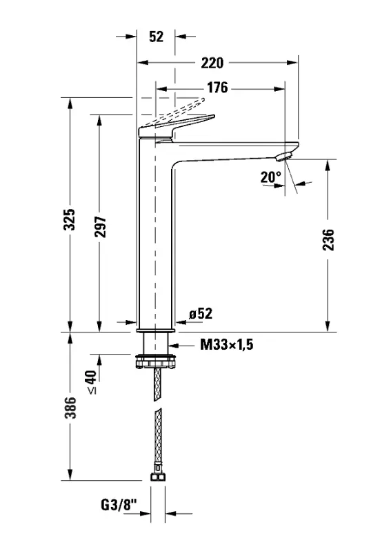 Duravit Wave - Wastafelkraan, Chroom WA1040002010 2 Duravit Wave - Wastafelkraan, Chroom WA1040002010 - Afbeelding 2