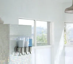 Simplehuman Badkamer Accessoires - Zeep-, Shampoo En Conditioner Dispenser Met Houder, 3x 444 Ml, Gebrosteld Rvs BT1029 -Sanitino Winkel 27df1e327110fdec35bad340