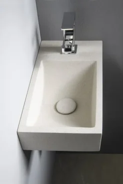 Sapho Small - Crest Fontein, 40x22 Cm, 1 Kraangat Rechtss, Nanolagen, Witte Zandsteen AR413 -Sanitino Winkel 2a8a61a37227b21a60d73437