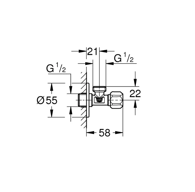Grohe Universal - Hoekstopkraan, Chroom 22025000 2 Grohe Universal - Hoekstopkraan, Chroom 22025000 - Afbeelding 2