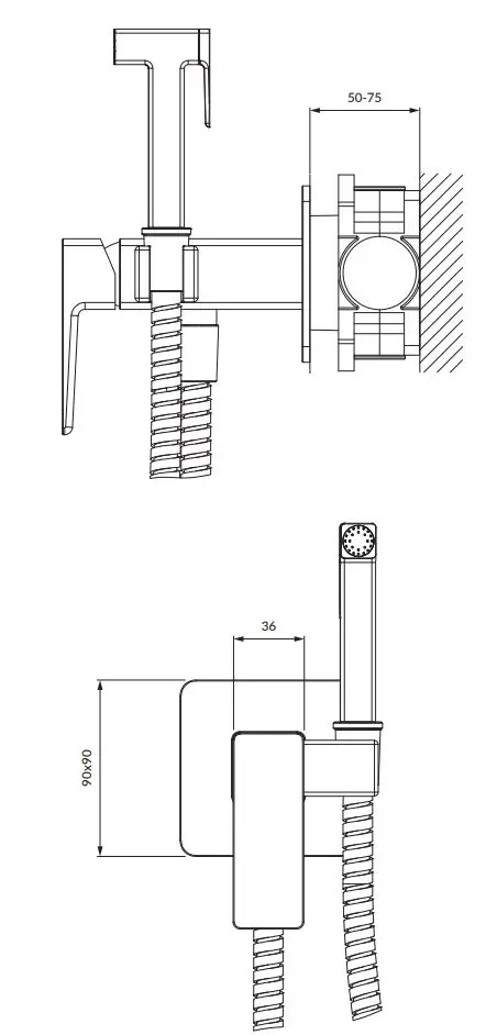 OMNIRES Parma - Inbouw Bidetkraan Met Douche, Met Inbouwdeel, Mat Zwart SYSPMBI2BL 2 OMNIRES Parma - Inbouw Bidetkraan Met Douche, Met Inbouwdeel, Mat Zwart SYSPMBI2BL - Afbeelding 2