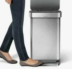 Simplehuman Afvalemmers - Pedaalemmer Met Twee Compartiment, Met Zakenhouder, 58 L, Gebrosteld Rvs CW2025 -Sanitino Winkel 33221e805f133339cb61622c