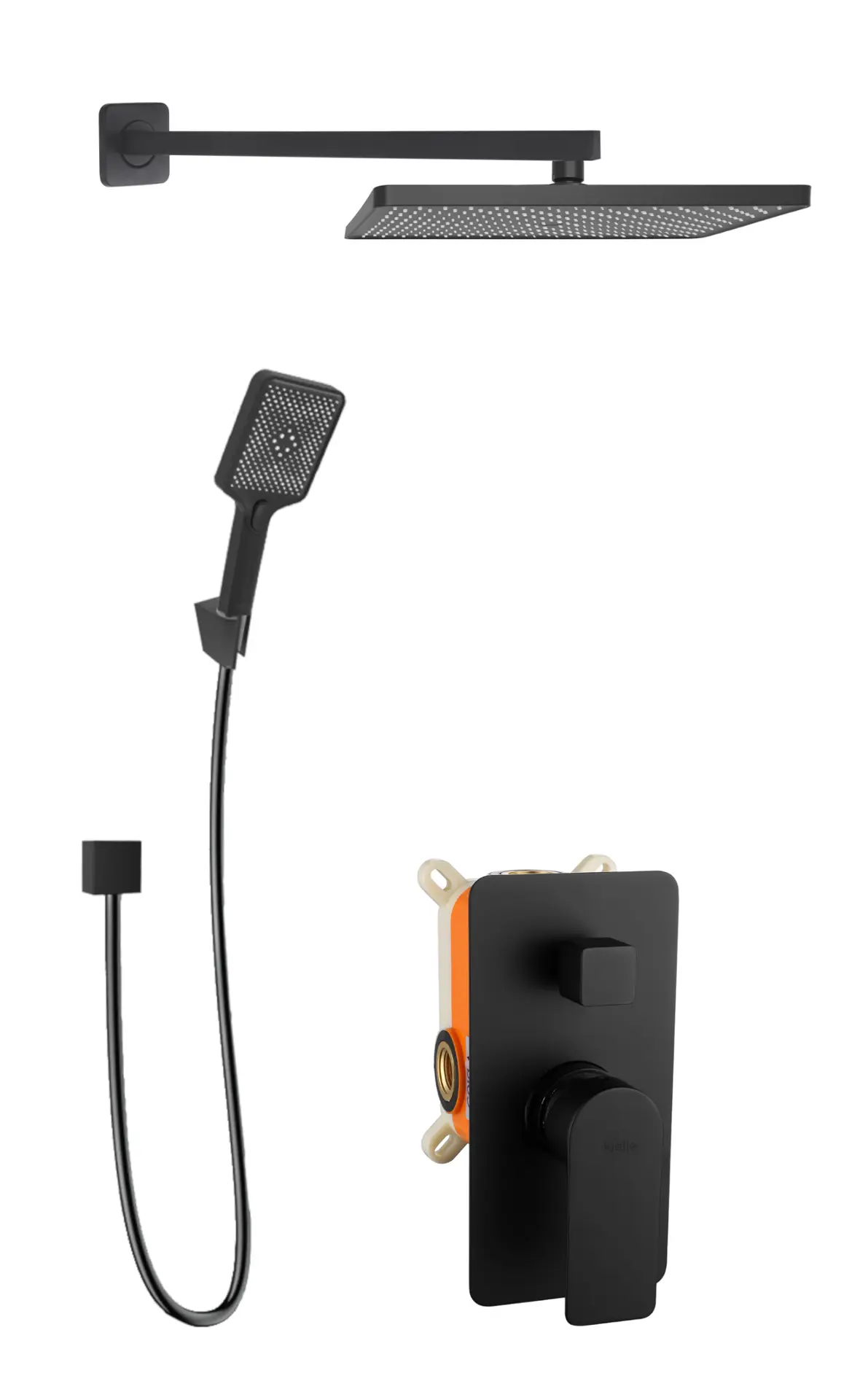 Kielle Vega - Doucheset Met Inbouwkraan, Voor 2 Toepassingen, Met Accessoires En Hoofddeel, Zwart 20618SP34 1 Kielle Vega - Doucheset Met Inbouwkraan, Voor 2 Toepassingen, Met Accessoires En Hoofddeel, Zwart 20618SP34