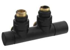 Sapho Twin - Aansluitventielset, Middenaansluiting, Hartafstand 50 Mm, Mat Zwart CP4101BS