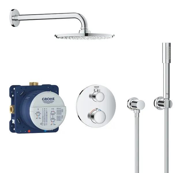 Grohe Grohtherm - Rainshower Cosmopolitan 210 Doucheset Met Inbouwthermostat, Chroom 34732000 1 Grohe Grohtherm - Rainshower Cosmopolitan 210 Doucheset Met Inbouwthermostat, Chroom 34732000