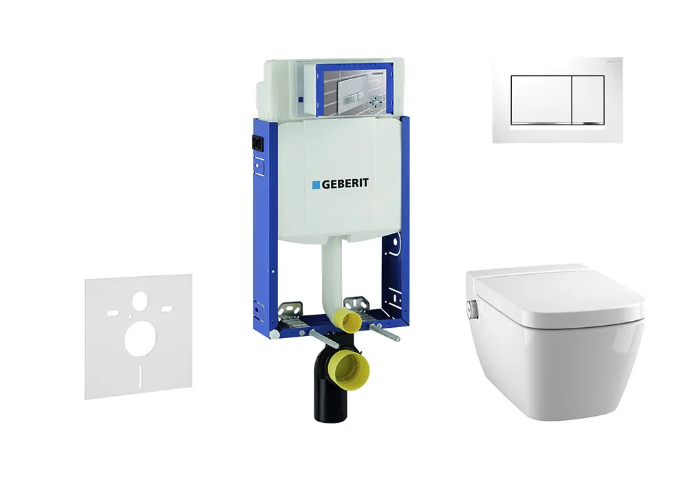 Geberit Kombifix - Inbouwreservoir Voor Hangend Toilet Met SIGMA30 Bedieningsknop, Wit/glanzend Chroom + Tece One - Hangend Douche-wc En Wc-bril, Rimless, SoftClose 110.302.00.5 NT5 1 Geberit Kombifix - Inbouwreservoir Voor Hangend Toilet Met SIGMA30 Bedieningsknop, Wit/glanzend Chroom + Tece One - Hangend Douche-wc En Wc-bril, Rimless, SoftClose 110.302.00.5 NT5