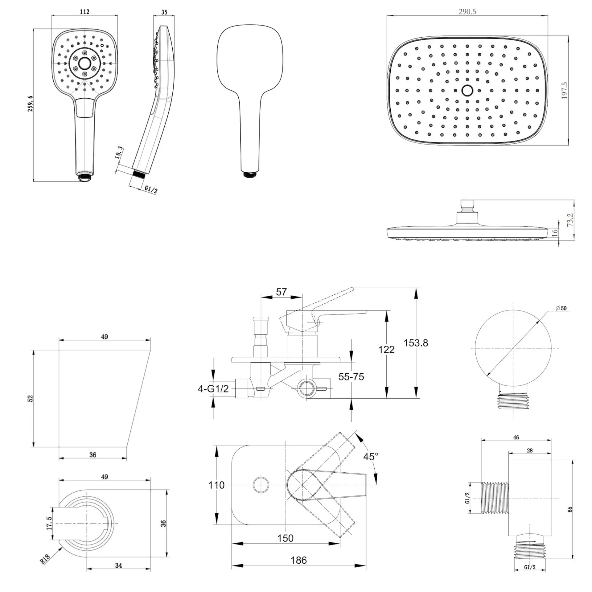 Kielle Harmonia - Doucheset Met Inbouwkraan, Voor 2 Toepassingen, Met Accessoires En Hoofddeel, Chroom 20623SP30 2 Kielle Harmonia - Doucheset Met Inbouwkraan, Voor 2 Toepassingen, Met Accessoires En Hoofddeel, Chroom 20623SP30 - Afbeelding 2