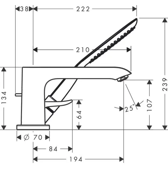 Hansgrohe Metris New - 3-gats Badrandcombinatie, Chroom 31190000 2 Hansgrohe Metris New - 3-gats Badrandcombinatie, Chroom 31190000 - Afbeelding 2