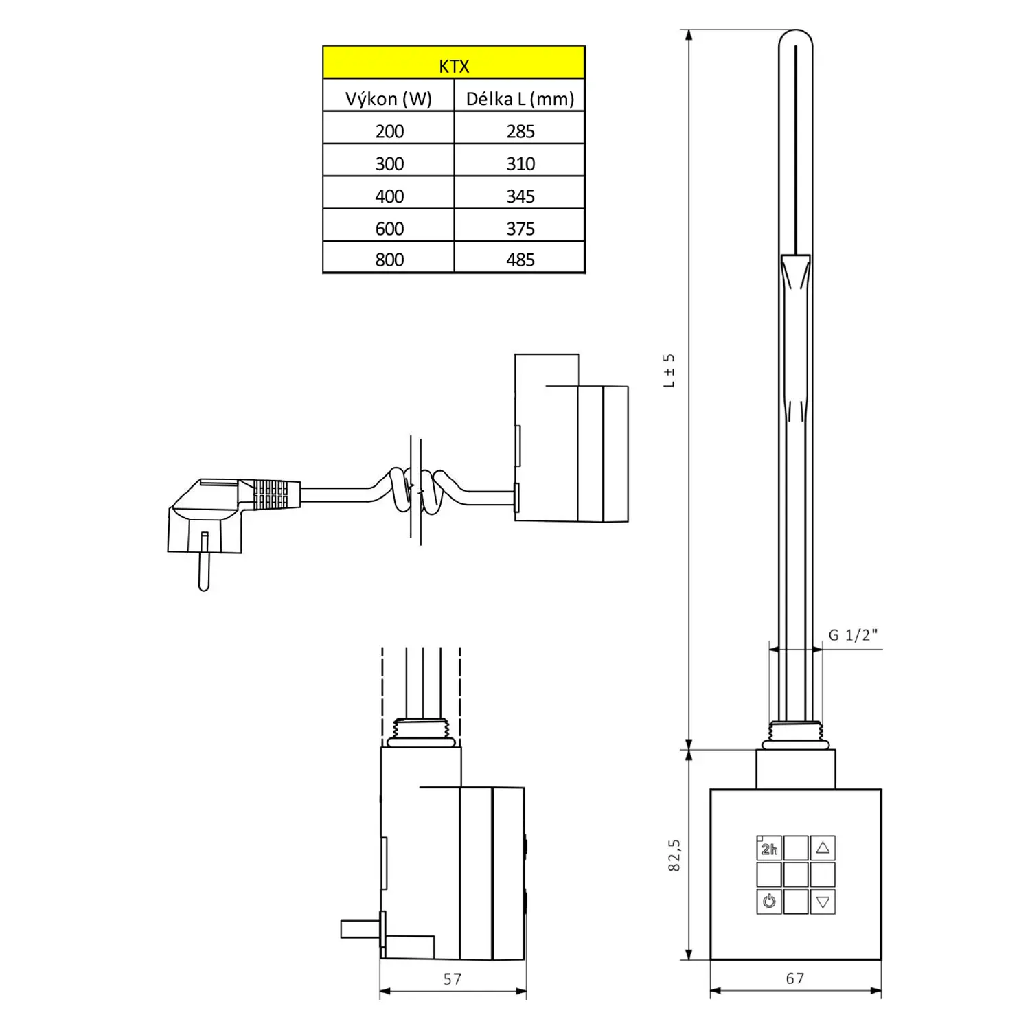 Sapho KTX - Verwarmingselement Met Thermostaat, 300 W, Zilver KTX-S-300 2 Sapho KTX - Verwarmingselement Met Thermostaat, 300 W, Zilver KTX-S-300 - Afbeelding 2