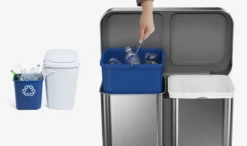 Simplehuman Afvalemmers - Pedaalemmer Met Twee Compartiment, Met Zakenhouder, 58 L, Gebrosteld Rvs CW2025 -Sanitino Winkel 416360b22bc3fe65656a1e38