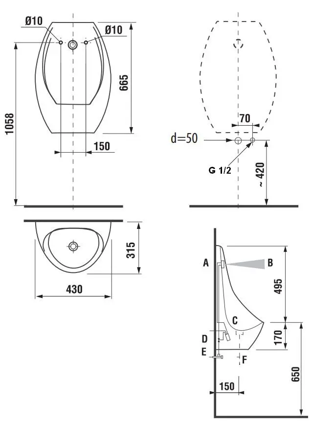 Jika Domino - Urinoir Met Automatische Spoeling, Antibak, Rimless, Op Batterijen, Wit H8411010004881 2 Jika Domino - Urinoir Met Automatische Spoeling, Antibak, Rimless, Op Batterijen, Wit H8411010004881 - Afbeelding 2