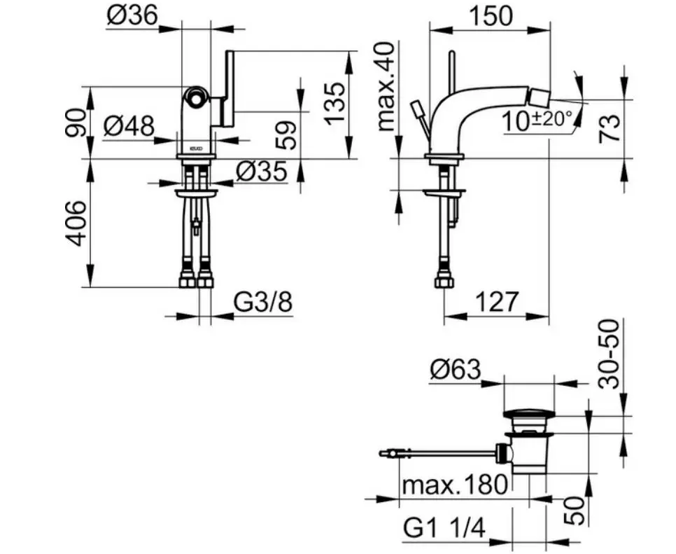 Keuco Edition 400 - Bidetkraan Met Hendel Incl. Afvoergarnituur, Chroom 51509010000 2 Keuco Edition 400 - Bidetkraan Met Hendel Incl. Afvoergarnituur, Chroom 51509010000 - Afbeelding 2
