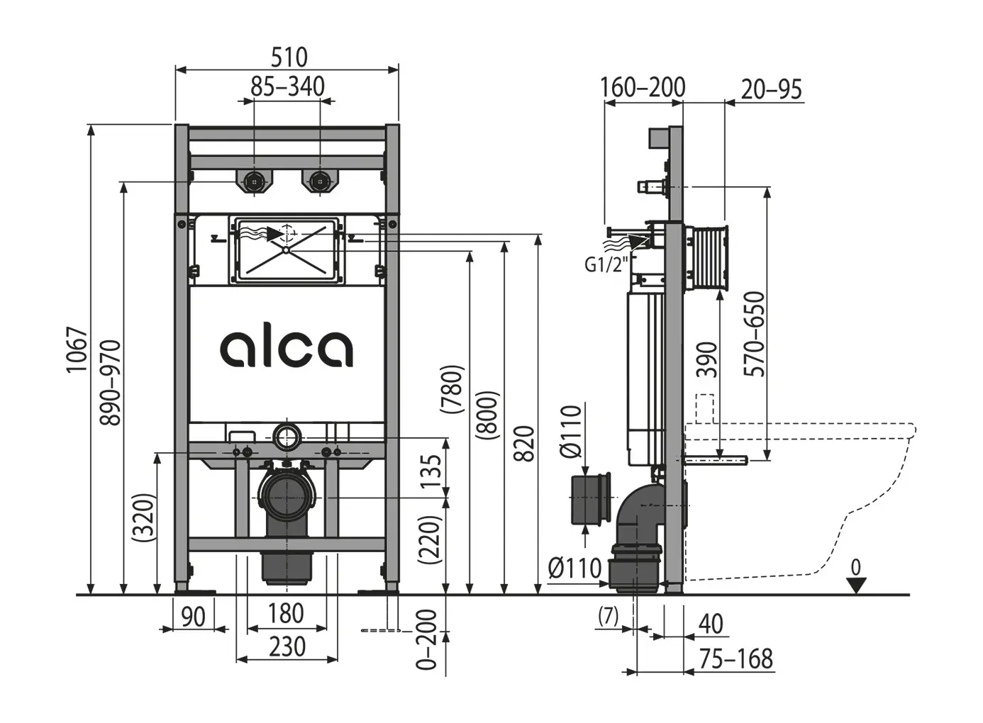 Alcadrain Inbouwreservoirs - Voorwandinstallatie Voor Spoelbak, Met Inbouwreservoir, Bouwhoogte 1,07 M A108F/1100 2 Alcadrain Inbouwreservoirs - Voorwandinstallatie Voor Spoelbak, Met Inbouwreservoir, Bouwhoogte 1,07 M A108F/1100 - Afbeelding 2