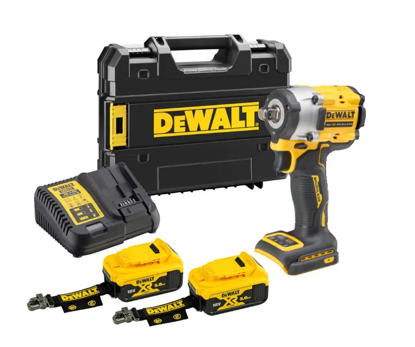 DeWALT Gereedschap - 18V ACCU Slagmoersleutel, 2x Accu 5,0 Ah LANYARD READY, Oplader DCF921P2LRT 1 DeWALT Gereedschap - 18V ACCU Slagmoersleutel, 2x Accu 5,0 Ah LANYARD READY, Oplader DCF921P2LRT