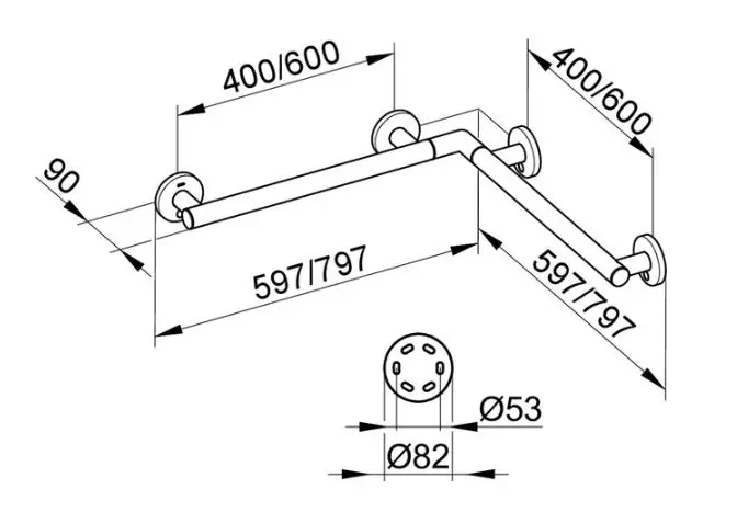 Keuco Plan Care - Handgreep 60x60 Cm, Hoek, Chroom 34911014400 2 Keuco Plan Care - Handgreep 60x60 Cm, Hoek, Chroom 34911014400 - Afbeelding 2