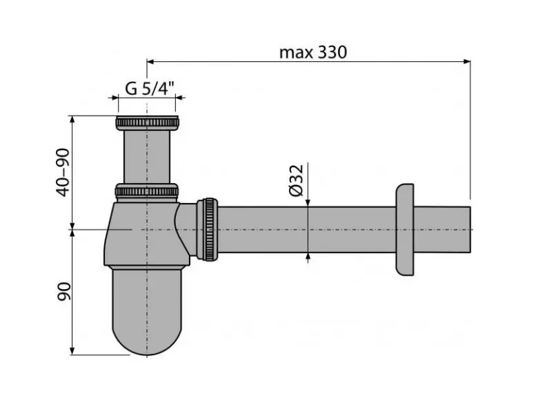 Alcadrain Sifons - Wastafelsifon, Diameter 32 Mm Met Overloopmoer, Metaal A431 2 Alcadrain Sifons - Wastafelsifon, Diameter 32 Mm Met Overloopmoer, Metaal A431 - Afbeelding 2