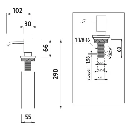 Nimco Overige - Desinfectie- Of Zeepdispenser, Inbouw, 350 Ml, Chroom UN 3031V-26 2 Nimco Overige - Desinfectie- Of Zeepdispenser, Inbouw, 350 Ml, Chroom UN 3031V-26 - Afbeelding 2