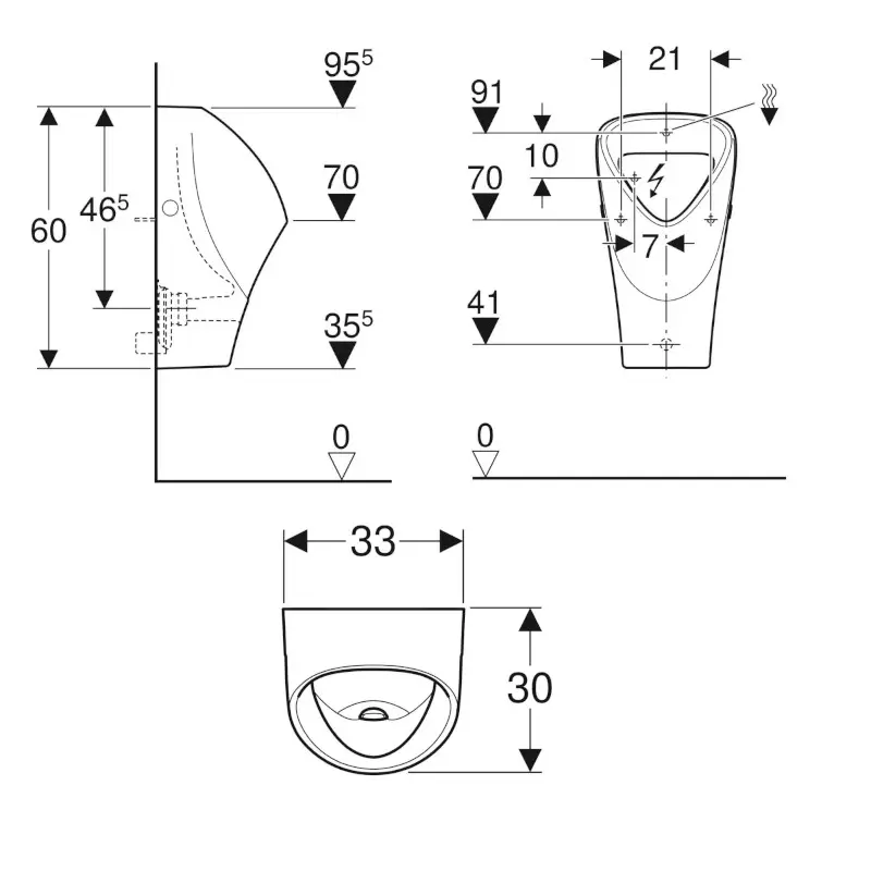 Geberit Selnova - Urinoir Trigonal, Achterinlaat, Wit 501.666.00.1 2 Geberit Selnova - Urinoir Trigonal, Achterinlaat, Wit 501.666.00.1 - Afbeelding 2