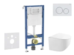 Geberit Duofix - Set Voorwandinstallatie, Compact Gaia Toilet Met Softclose-zitting, Delta20 Bedieningsplaat, Alpine Wit SANI11CA3152B
