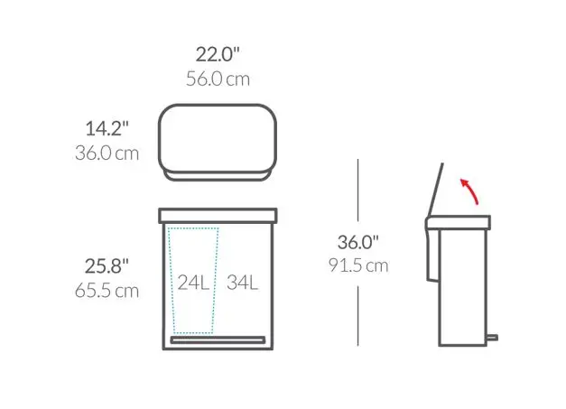 Simplehuman Afvalemmers - Afvalbak Voor Gescheiden Afval, Met Zakvak, 58 L, Matzwart CW2093 2 Simplehuman Afvalemmers - Afvalbak Voor Gescheiden Afval, Met Zakvak, 58 L, Matzwart CW2093 - Afbeelding 2
