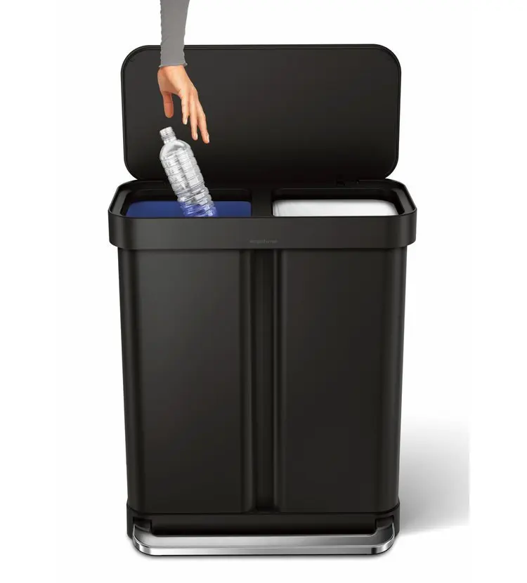 Simplehuman Afvalemmers - Afvalbak Voor Gescheiden Afval, Met Zakvak, 58 L, Matzwart CW2093 5 Simplehuman Afvalemmers - Afvalbak Voor Gescheiden Afval, Met Zakvak, 58 L, Matzwart CW2093 - Afbeelding 5