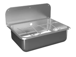 Sanela RVS Uitstortgootstenen - Roestvrijstalen Afvoer 57x40 Cm, Met Achterwand SLVN 06