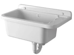 Aqualine Keramiek - Hangende Uitstortgootsteen Met Afdruipdeel 60x34 Cm, Kuntstof/wit PI5060