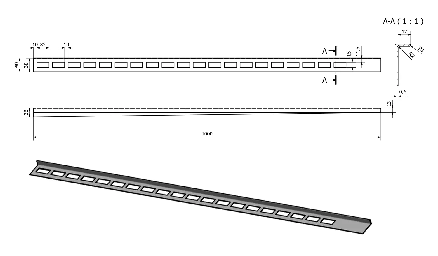 Sapho Douchegoten - Rail Voor Afzetting 1000 Mm, Links, Roestvrij Staal SPD12-L 2 Sapho Douchegoten - Rail Voor Afzetting 1000 Mm, Links, Roestvrij Staal SPD12-L - Afbeelding 2