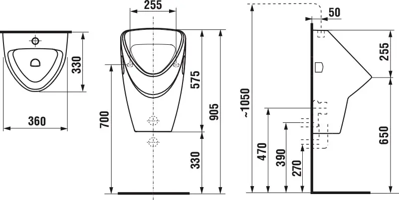 Jika Livo - Urinoir, Externe Watervoorziening, Wit H8402010000001 2 Jika Livo - Urinoir, Externe Watervoorziening, Wit H8402010000001 - Afbeelding 2