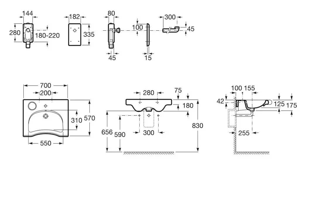 Roca Meridian - Barrièrevrije Wastafel 70x57 Cm, Wit A32724H000 2 Roca Meridian - Barrièrevrije Wastafel 70x57 Cm, Wit A32724H000 - Afbeelding 2