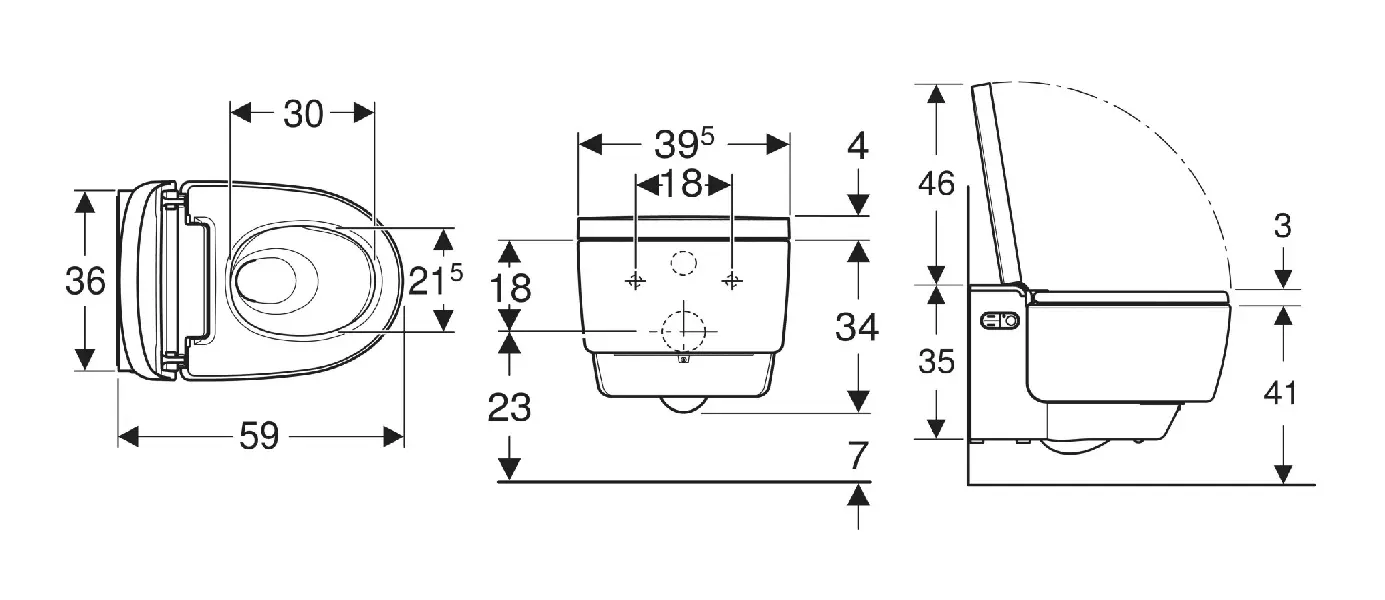 Geberit AquaClean - Mera Classic Elektronisch Bidet Met Keramiek, Wandmontage, TurboFlush, SoftClosing, KeraTect, Wit/glanzend Chroom 146.200.21.1 2 Geberit AquaClean - Mera Classic Elektronisch Bidet Met Keramiek, Wandmontage, TurboFlush, SoftClosing, KeraTect, Wit/glanzend Chroom 146.200.21.1 - Afbeelding 2